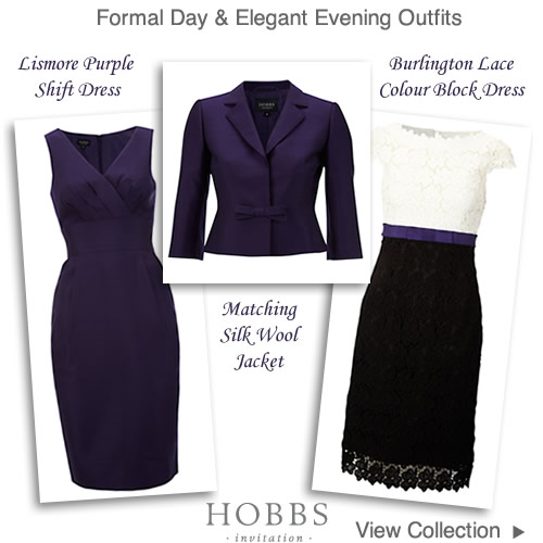 Hobbs Silk Wool Purple Lace Colour Block Dress and JacketMother of the ...