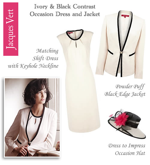 Ivory and black dress and matching jacket